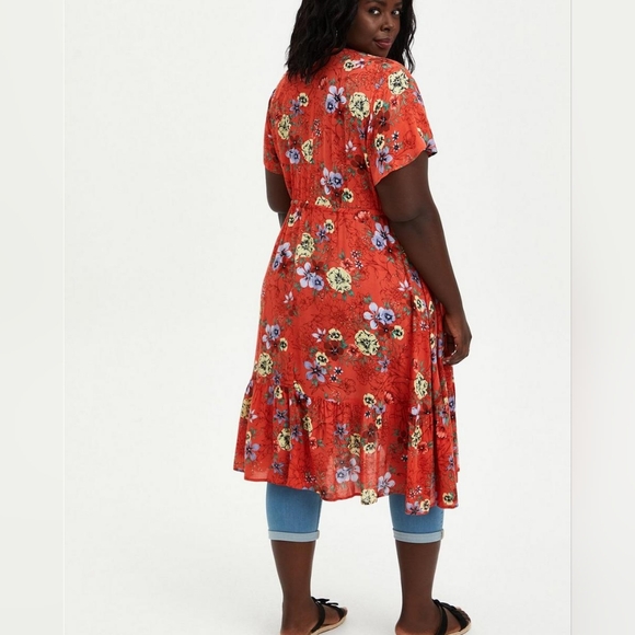 Torrid Crepe Tie Front Floral Kimono - Picture 2 of 9